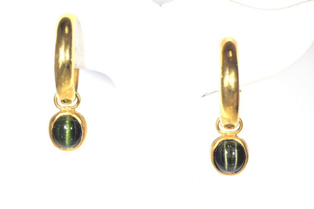 Green Cats Eye Tourmaline Drop Earrings