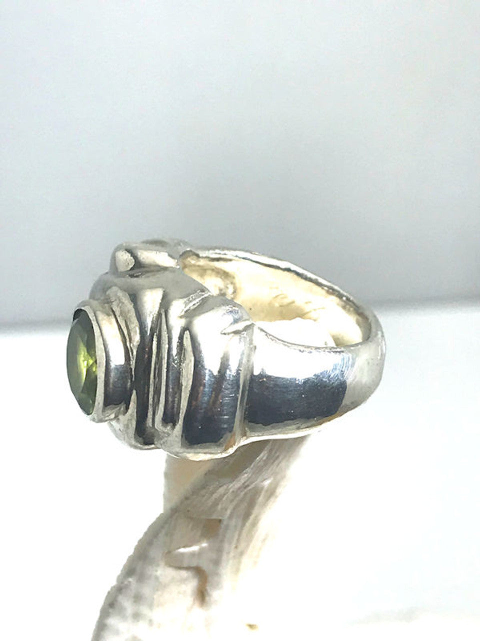 Peridot Step Silver Ring