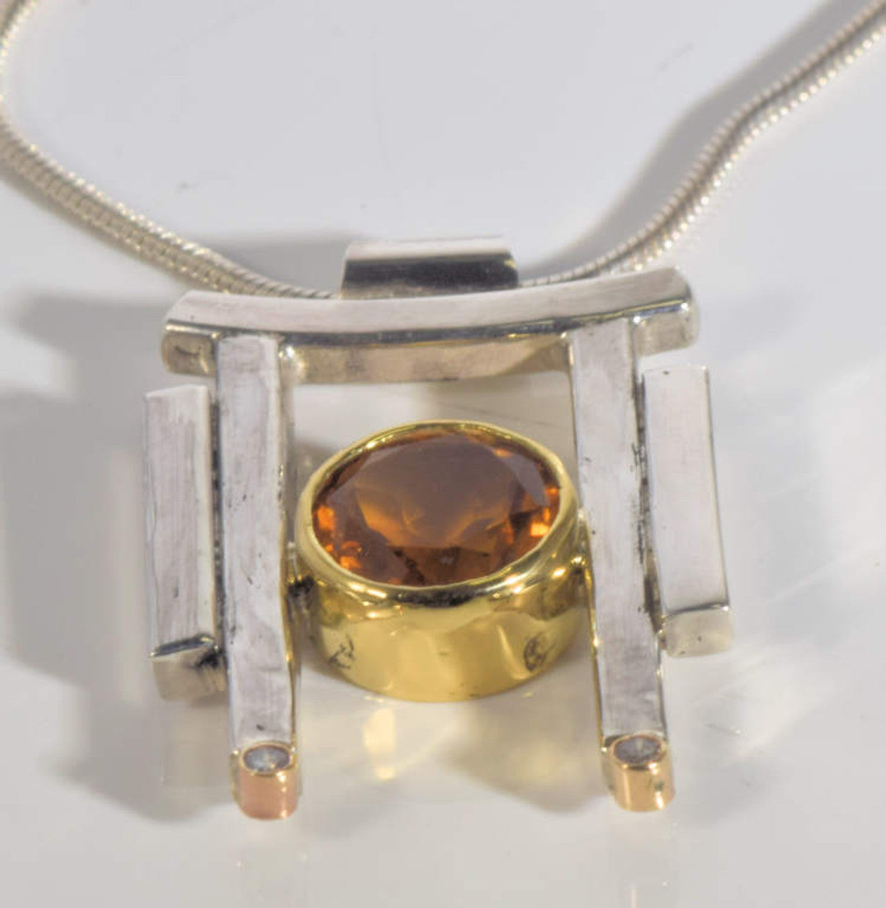 Citrine Bar Set Diamond Pendant