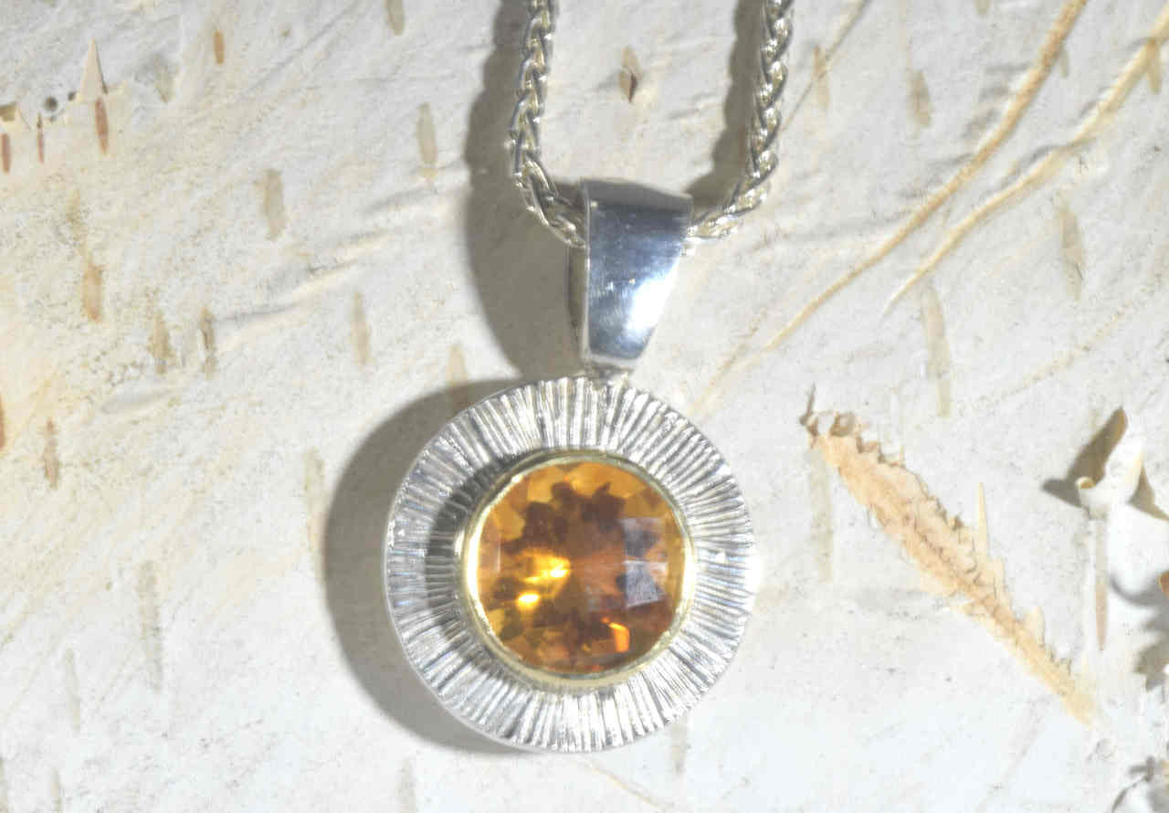 Citrine Two Tone Slash Pendant