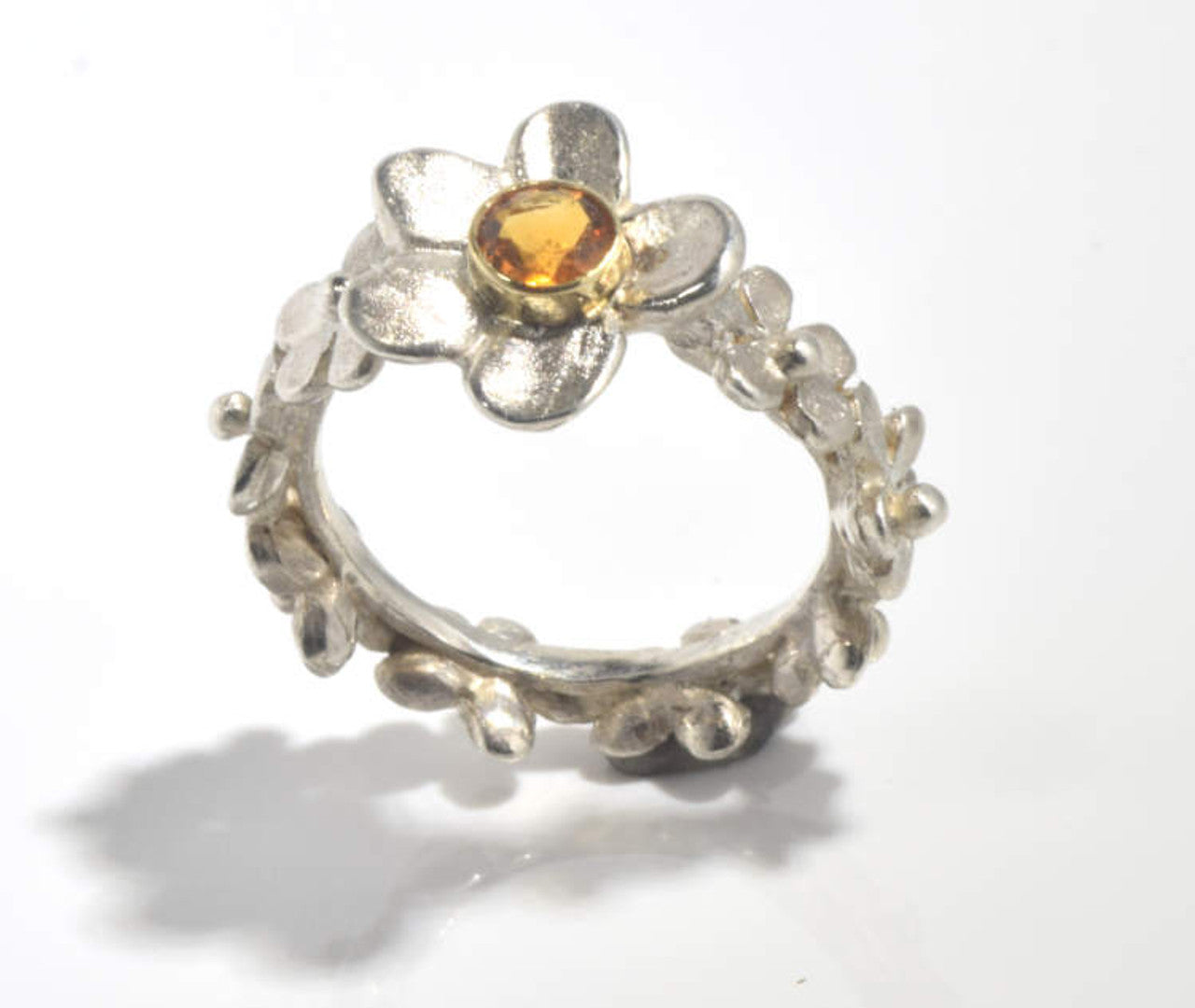 Citrine Flower Sterling Ring