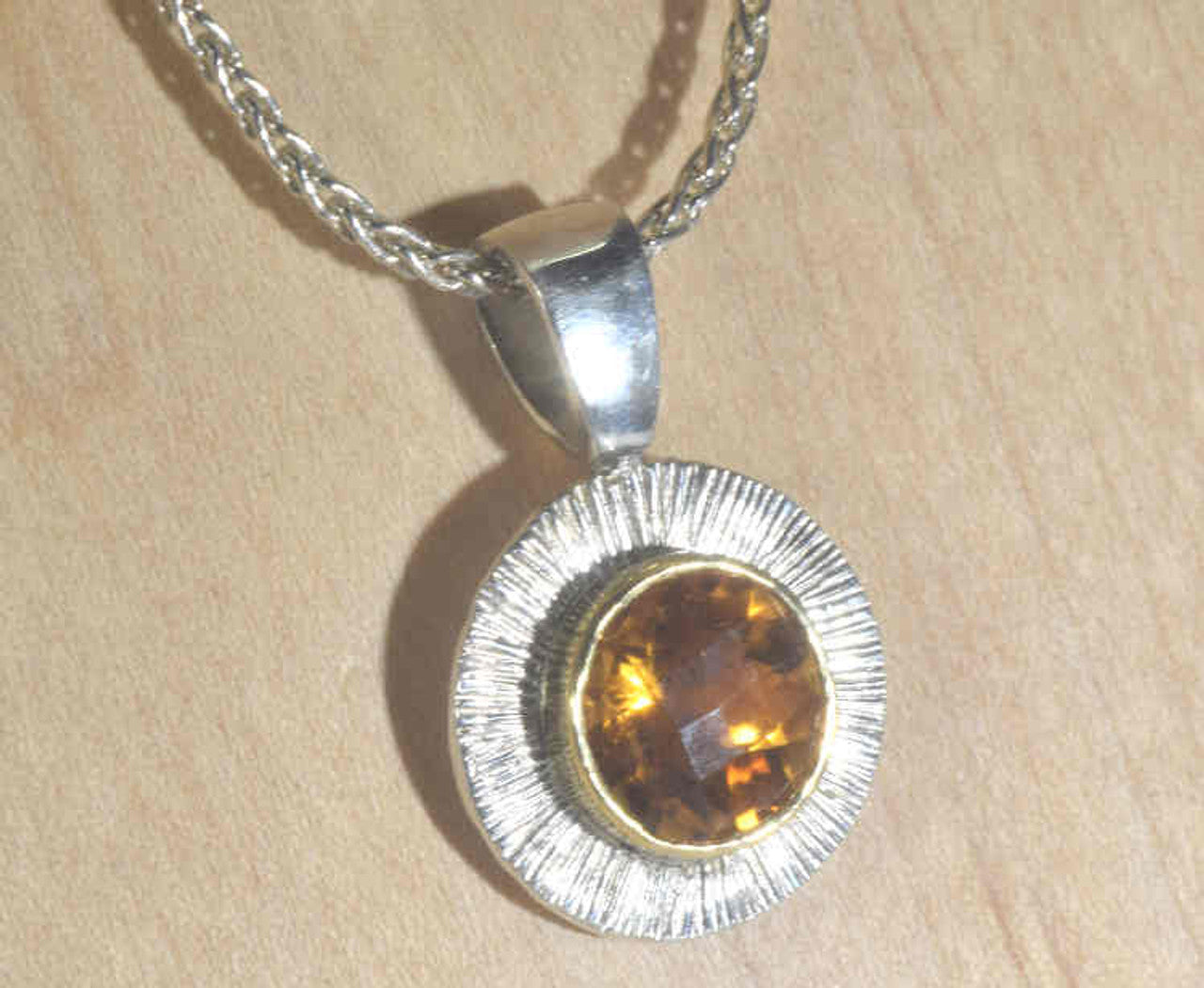 Citrine Two Tone Slash Pendant