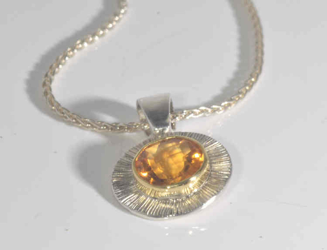 Citrine Two Tone Slash Pendant
