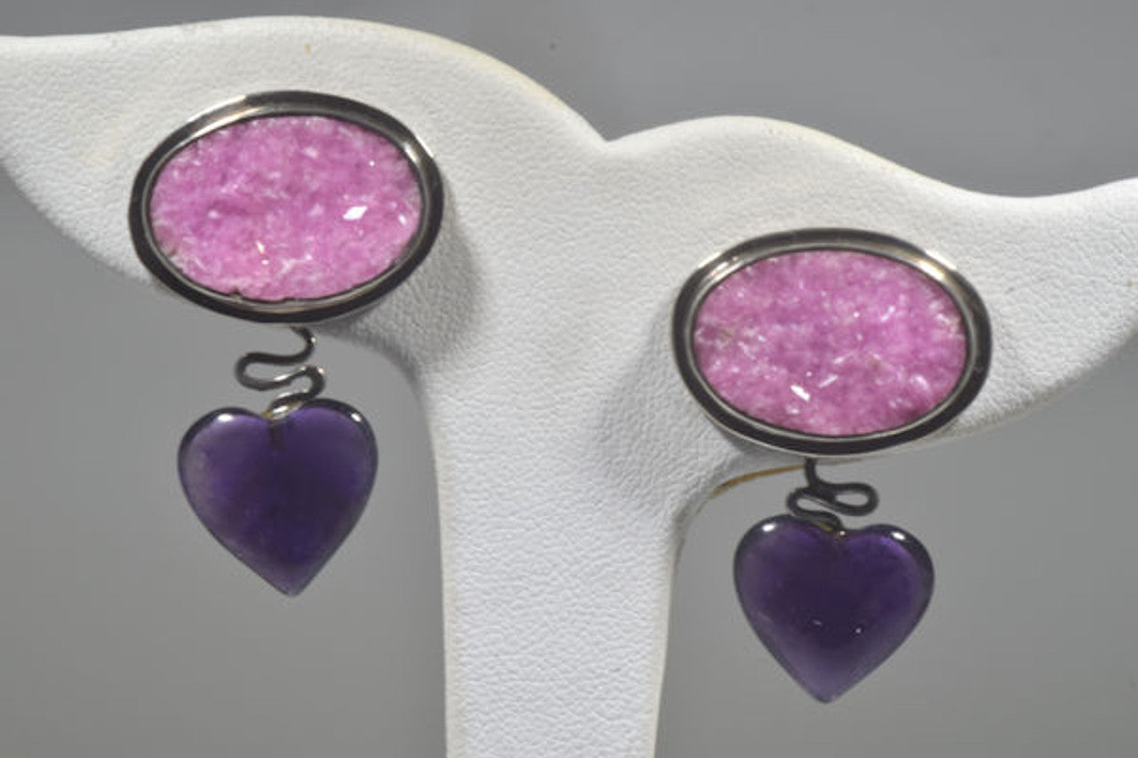Cobalto Calcite & Amethyst Earrings