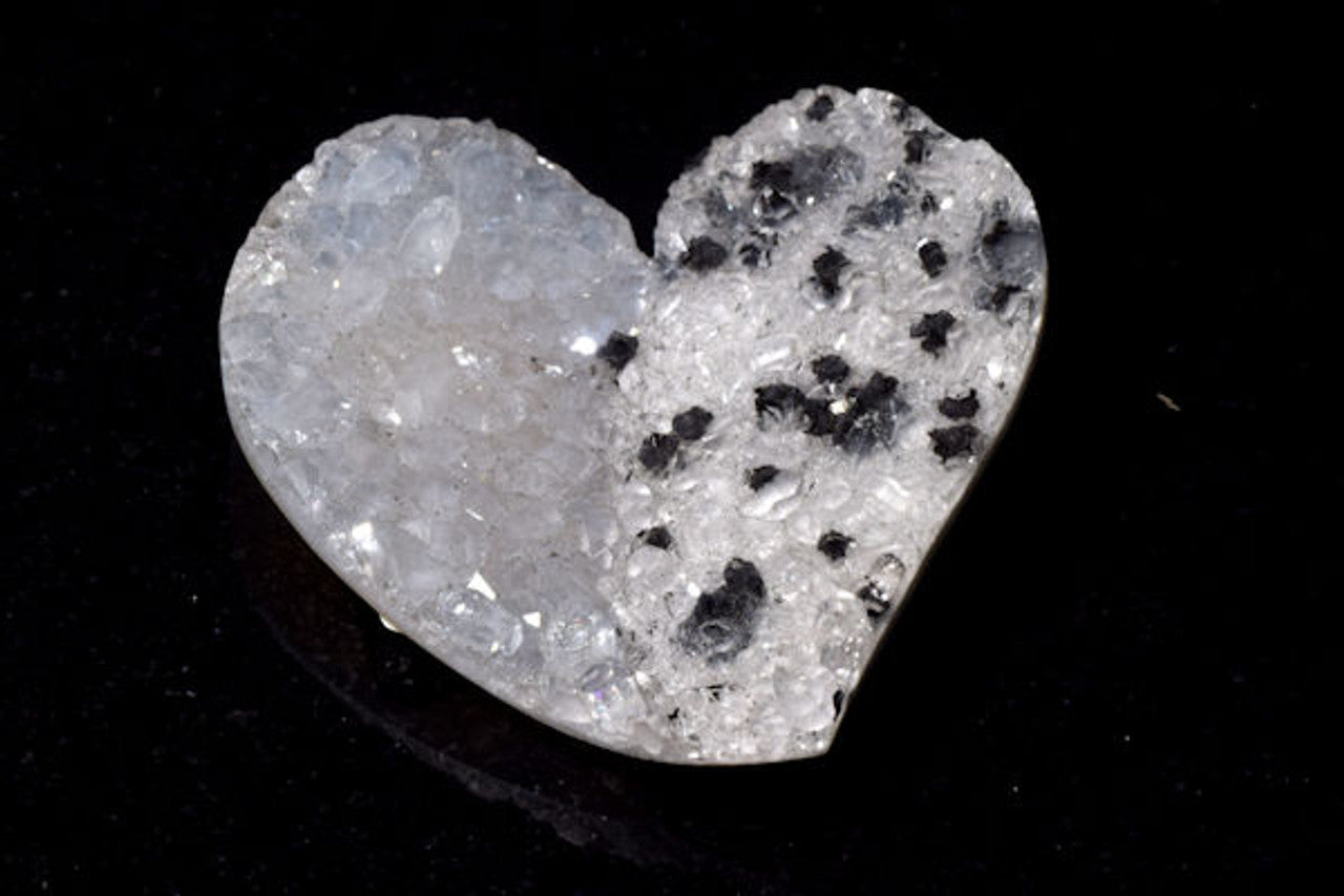 Druzy Agate Black and White Heart