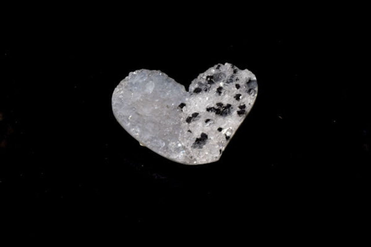 Druzy Agate Black and White Heart