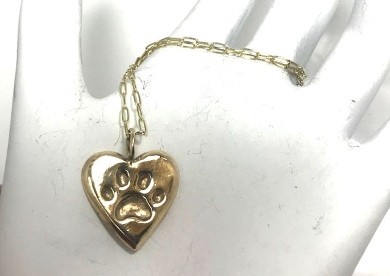 Paw Print Heart Pendant