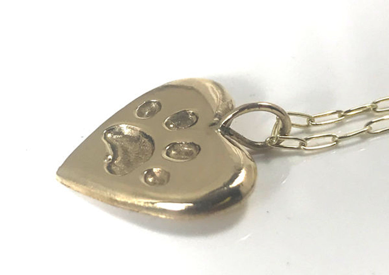 Paw Print Heart Pendant