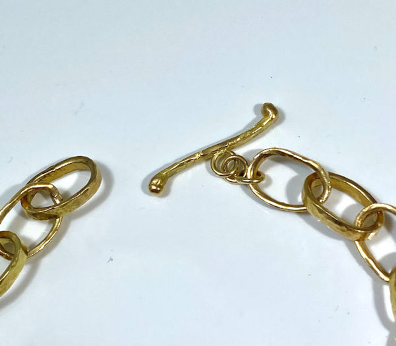 Hammered Gold Oval Link Bracelet