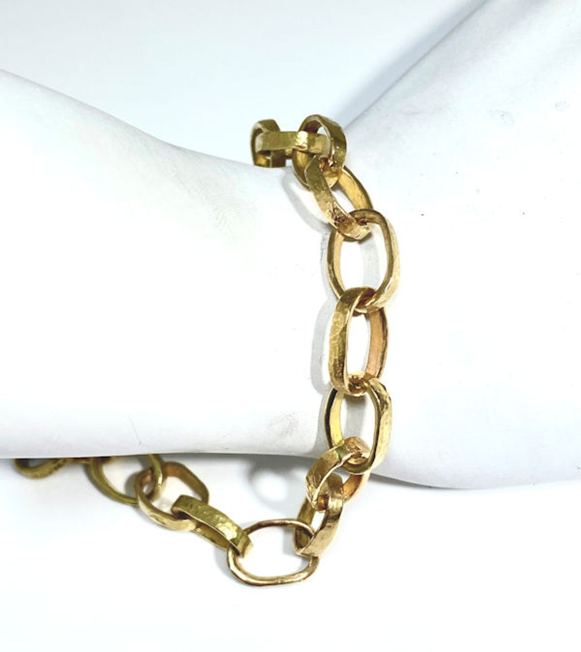 Hammered Gold Oval Link Bracelet