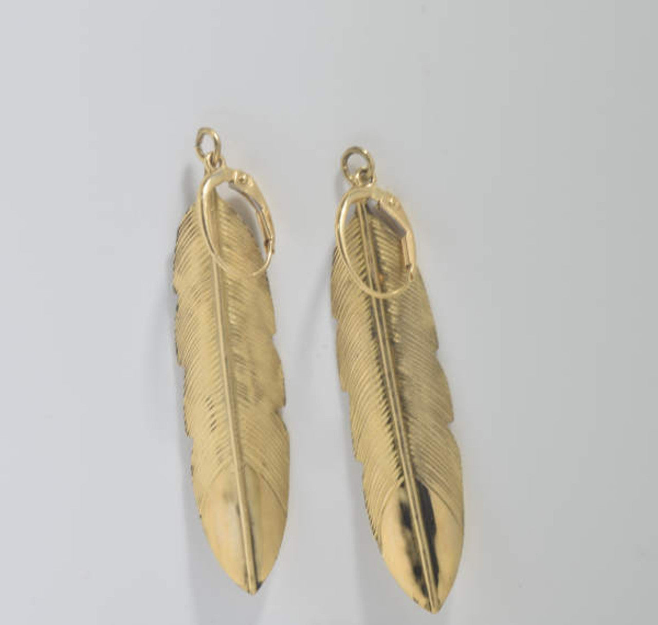 Feather Lever Back 14k Drop Dangles