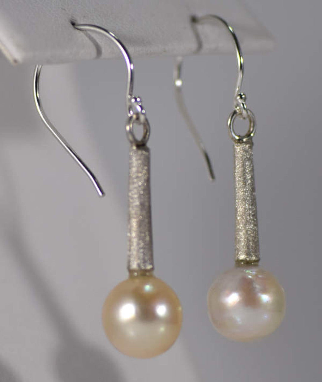 Baroque Pearl Silver Textured Dangles