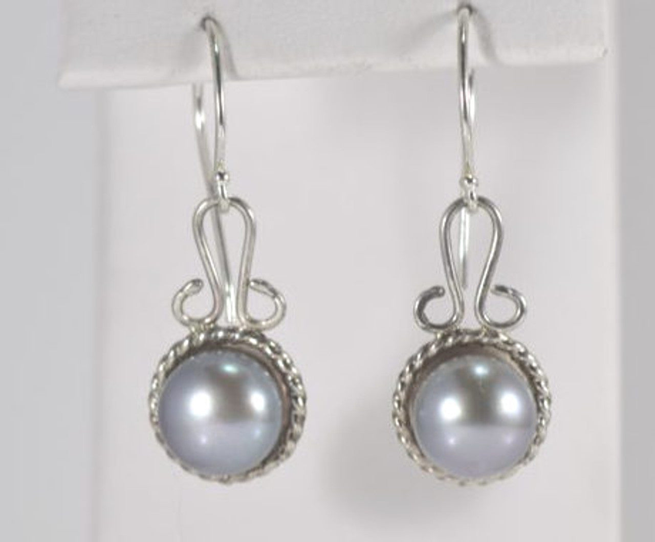 Grey Pearl Rope Dangle Earrings