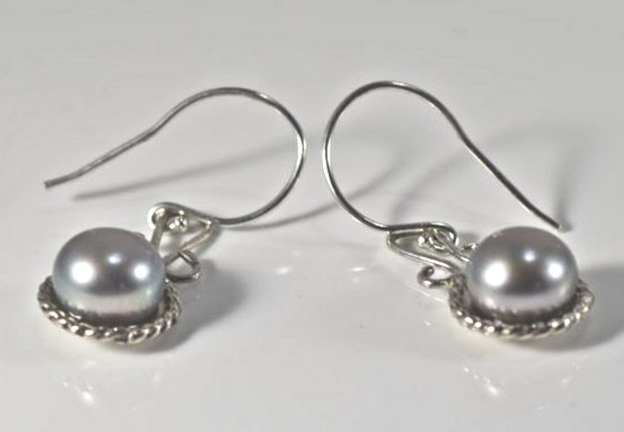 Grey Pearl Rope Dangle Earrings