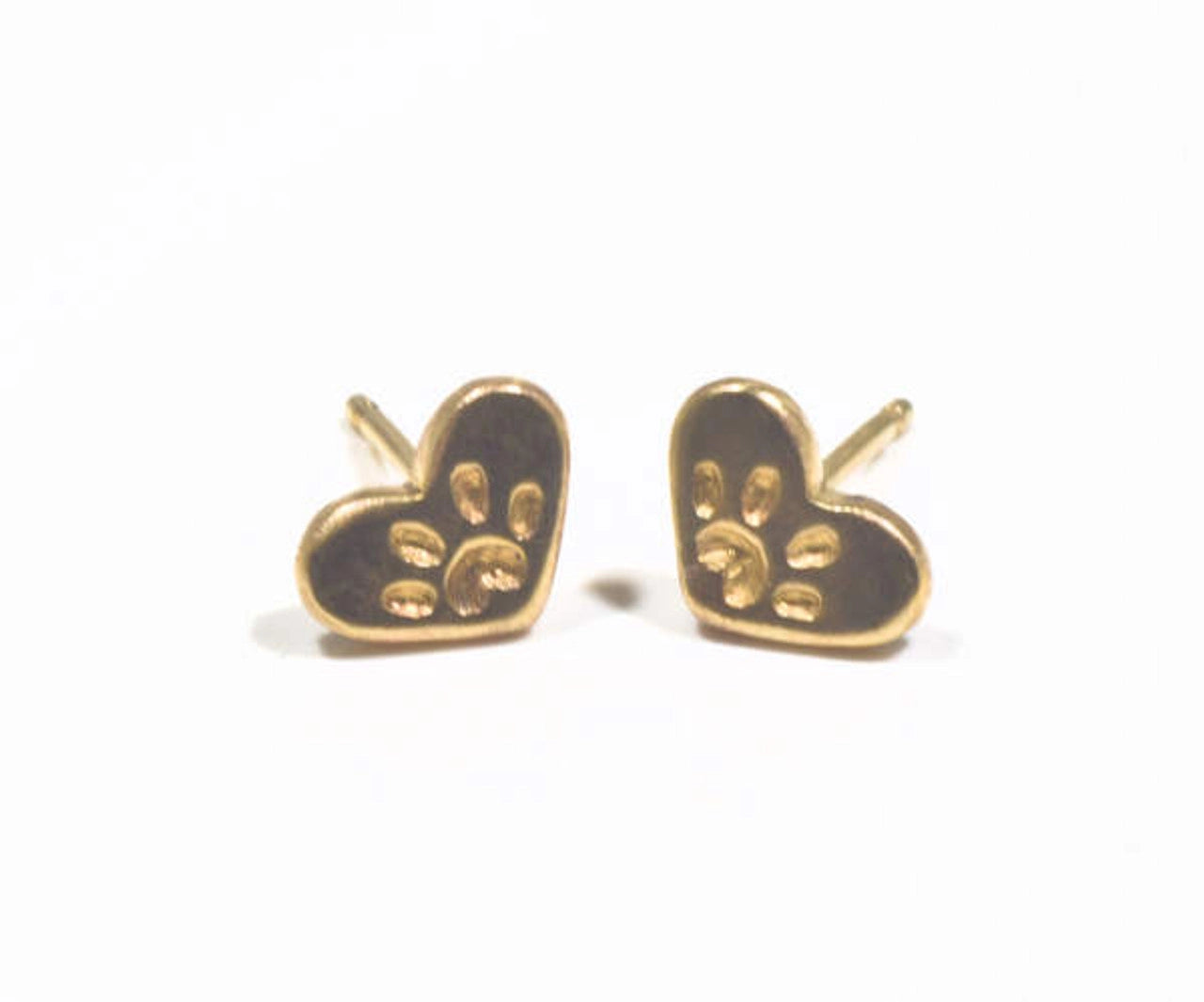 Paw Heart Gold Studs