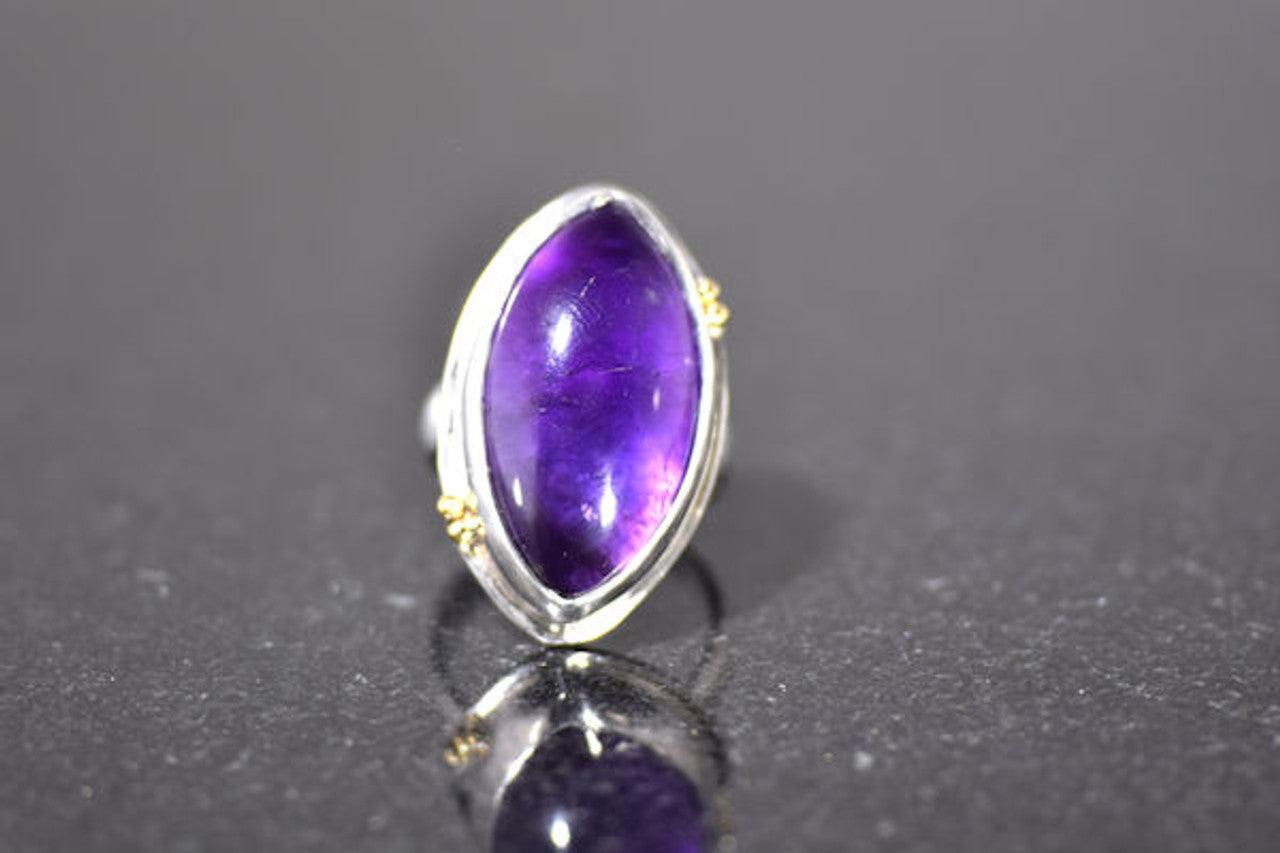 Amethyst Cabochon Sterling Silver Ring