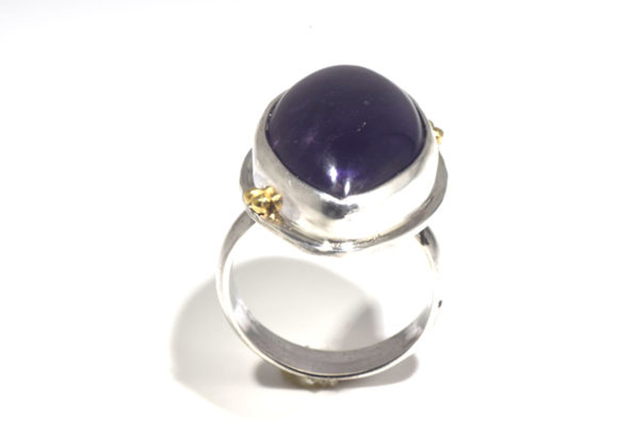 Amethyst Cabochon Sterling Silver Ring