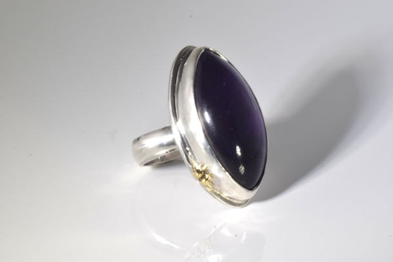 Amethyst Cabochon Sterling Silver Ring