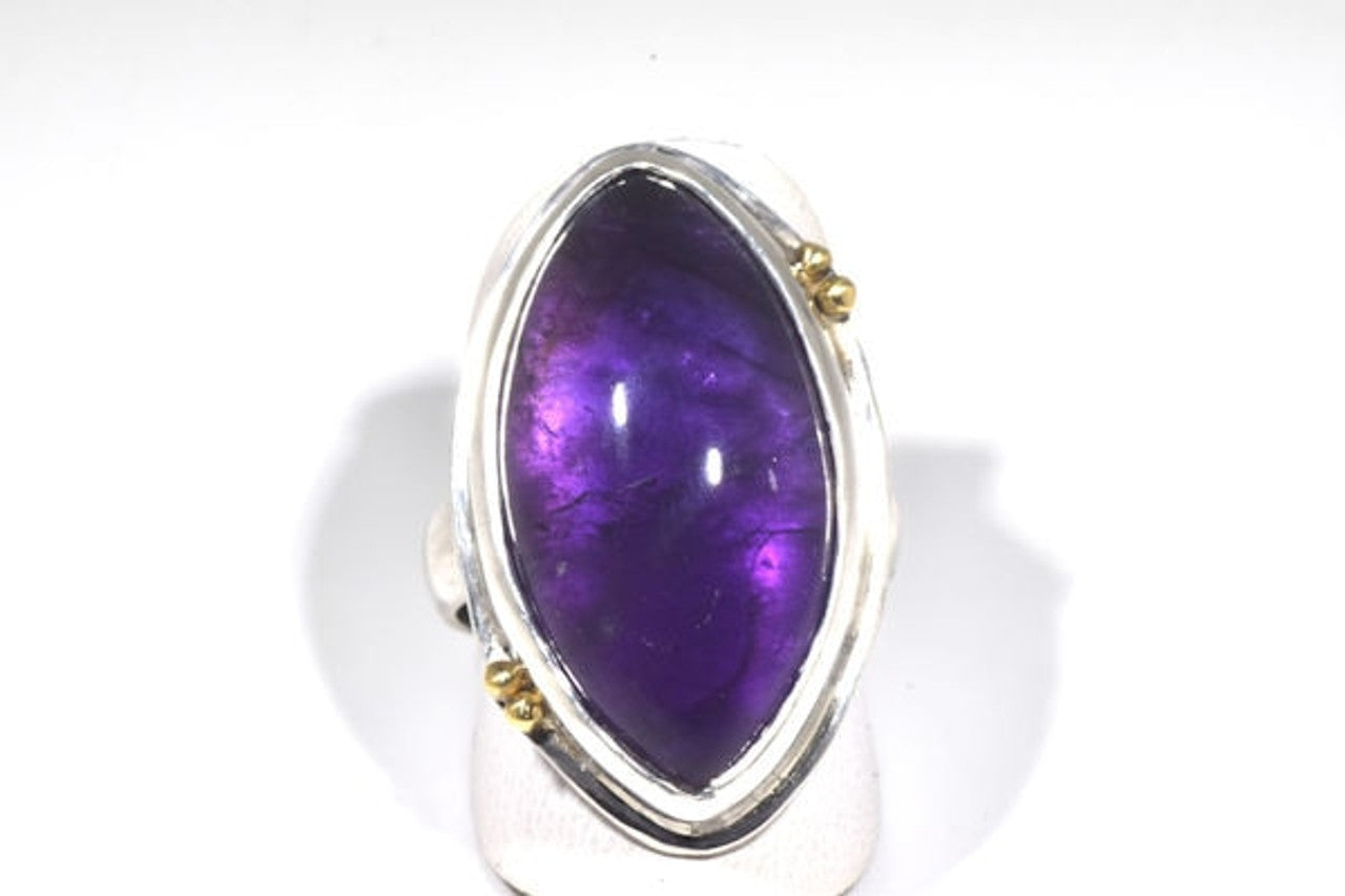 Amethyst Cabochon Sterling Silver Ring
