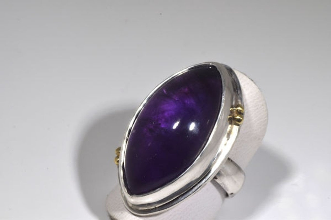 Amethyst Cabochon Sterling Silver Ring