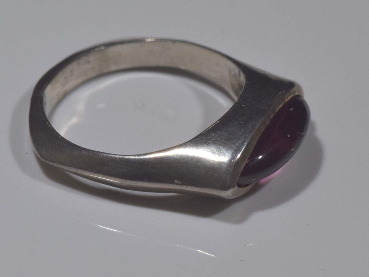 Garnet Marquis Silver Ring