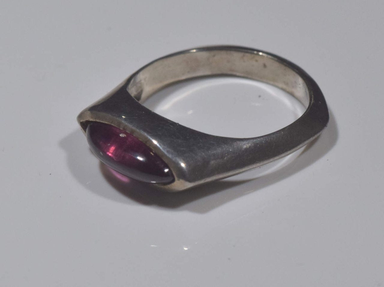 Garnet Marquis Silver Ring