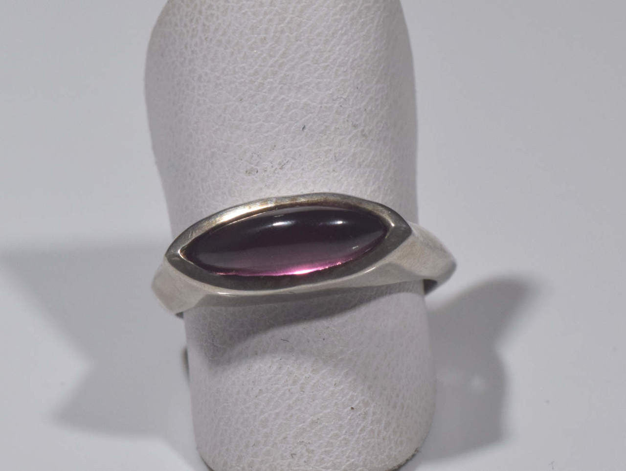 Garnet Marquis Silver Ring