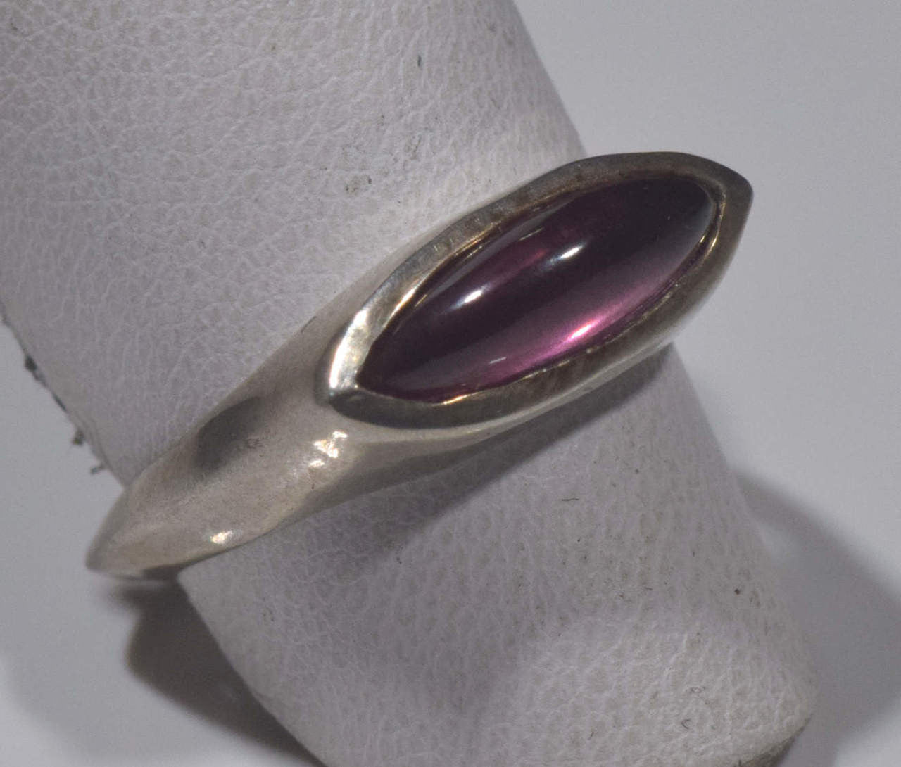 Garnet Marquis Silver Ring