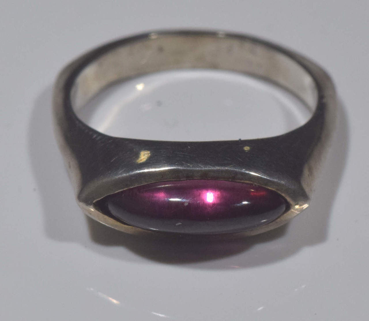 Garnet Marquis Silver Ring