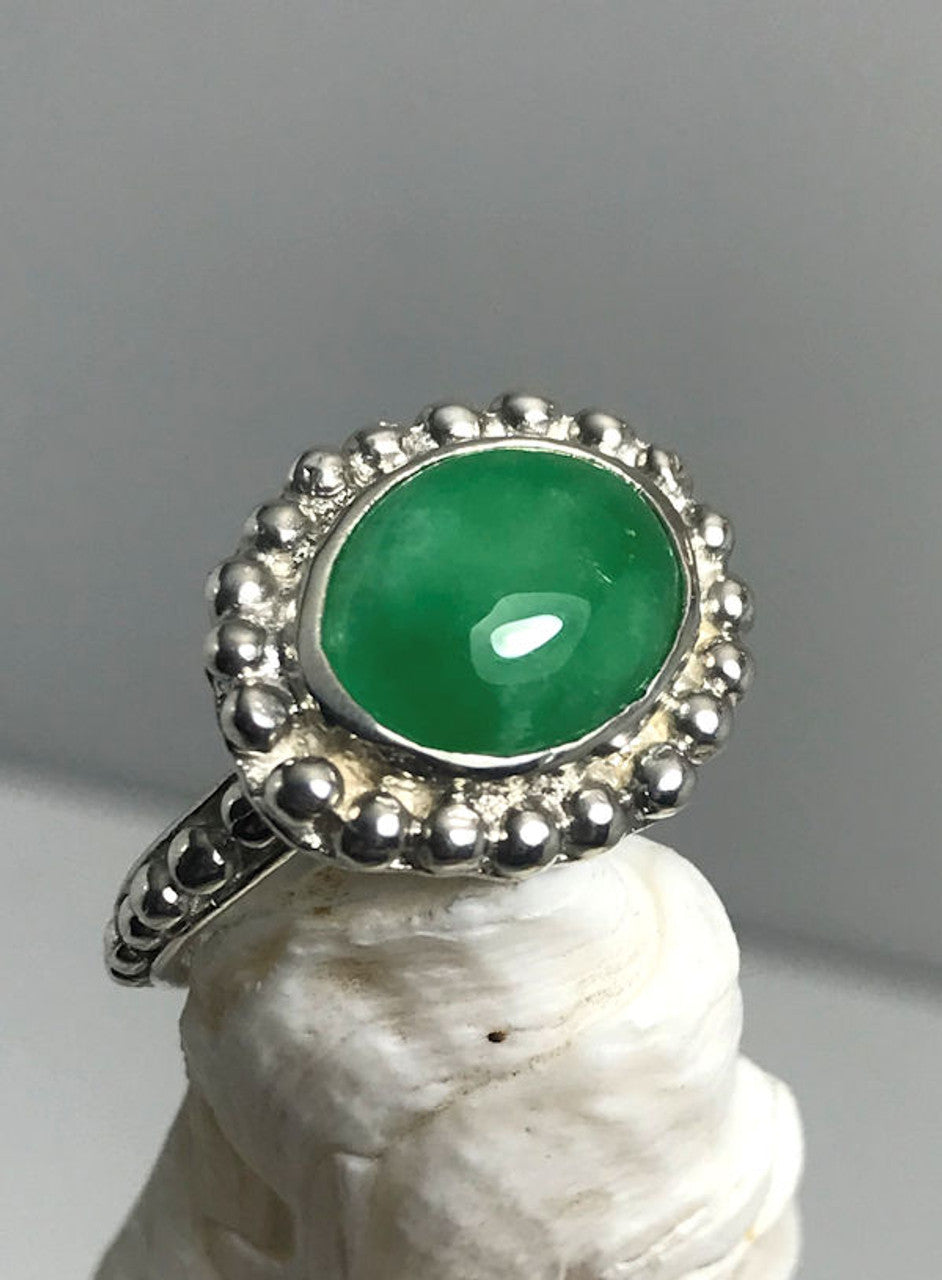 Jade Beaded Sterling Ring