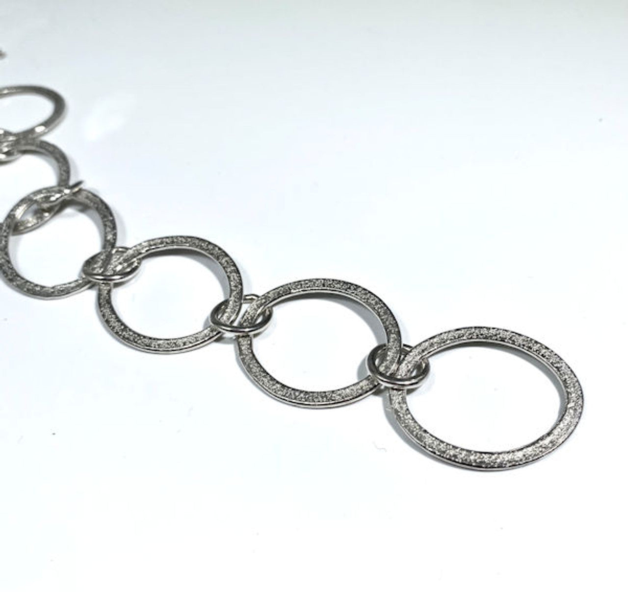 Large Oval Texture Silver Bracelet