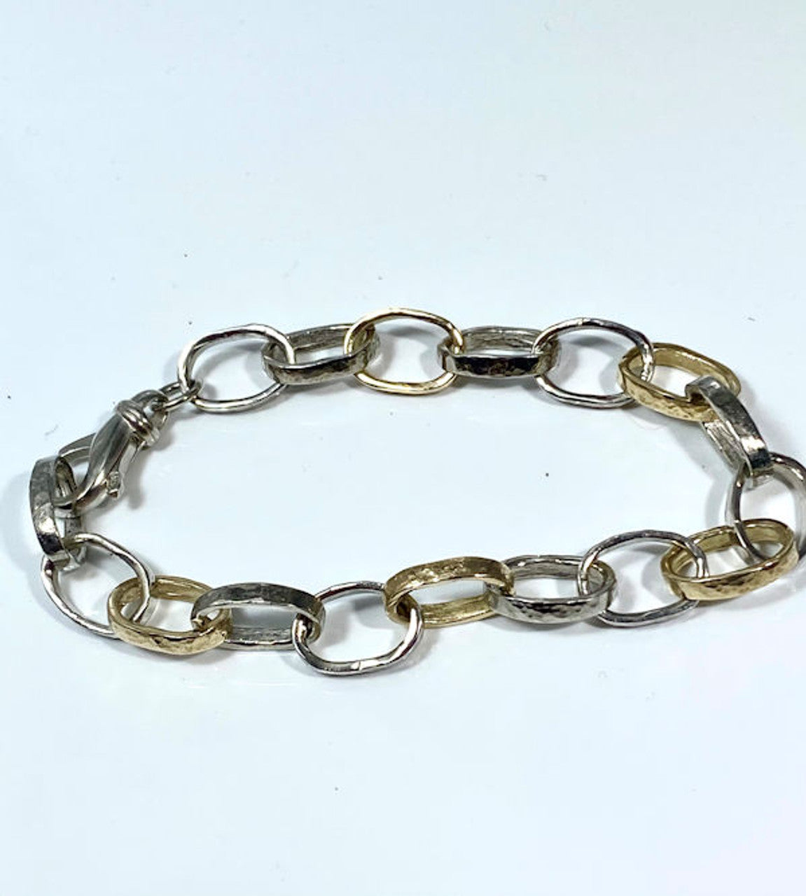Hammered Link Two Tone Bracelet