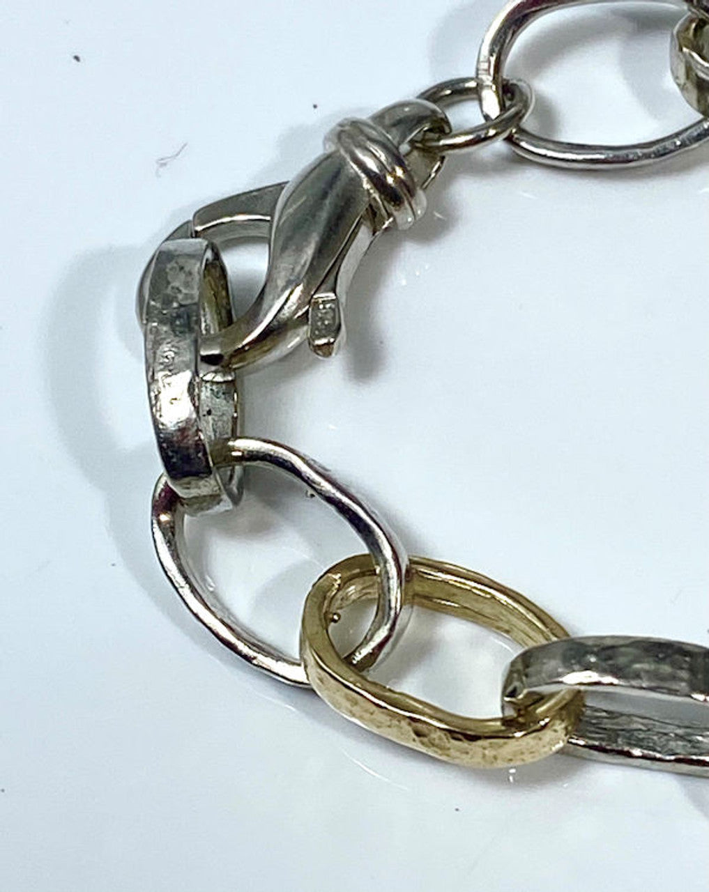 Hammered Link Two Tone Bracelet