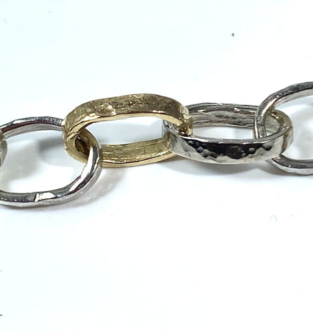 Hammered Link Two Tone Bracelet