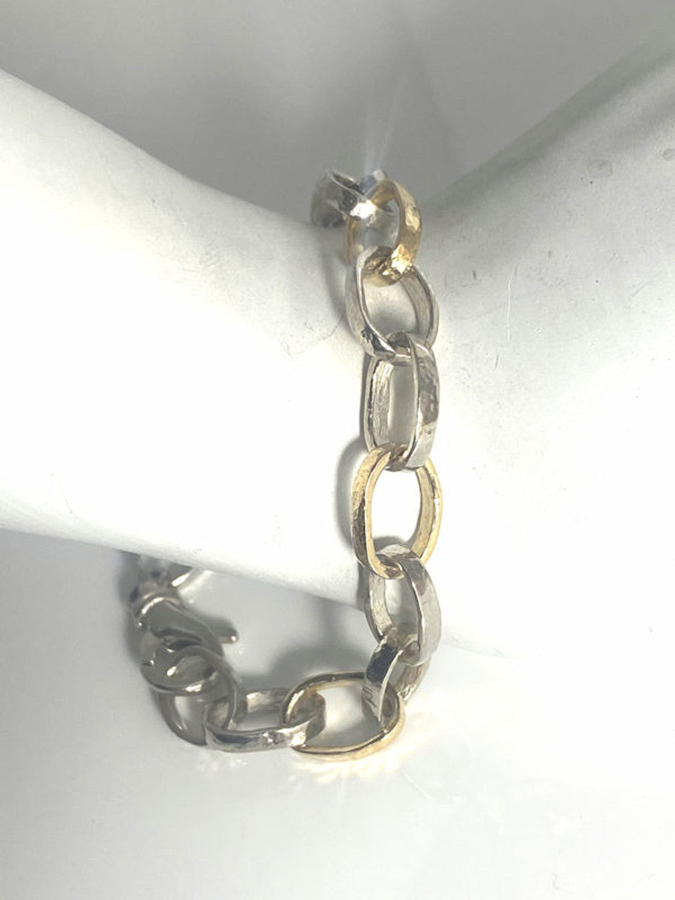 Hammered Link Two Tone Bracelet