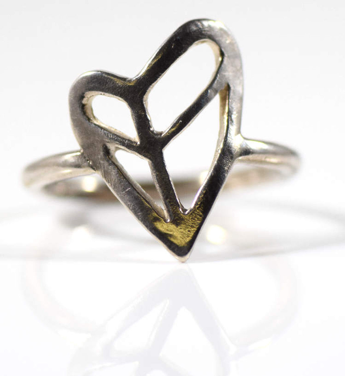 Peace Heart Sterling Ring