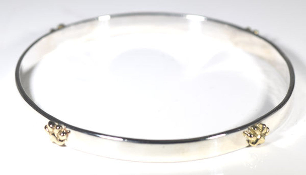 Polished Two Tone Paw Print Bangle