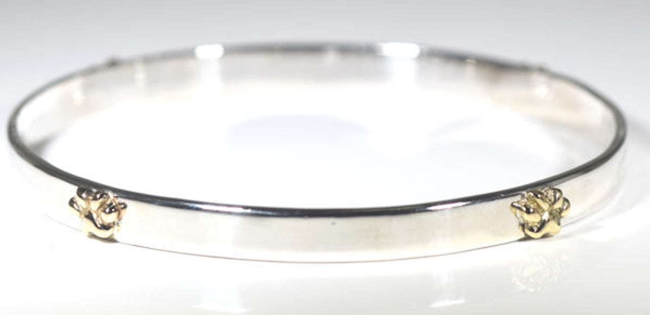 Polished Two Tone Paw Print Bangle