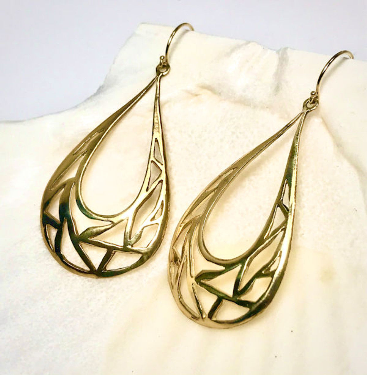 Pear Cut Out 14k Dangles