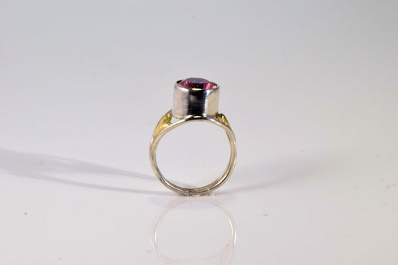 Pink Maine Tourmaline Two Tone Ring