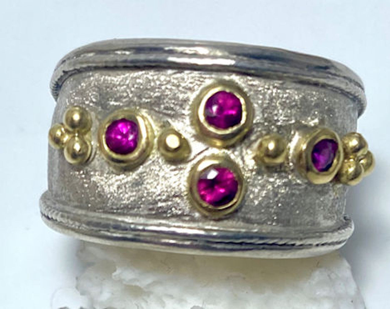 Pomegranate Sapphire Two Tone Ring