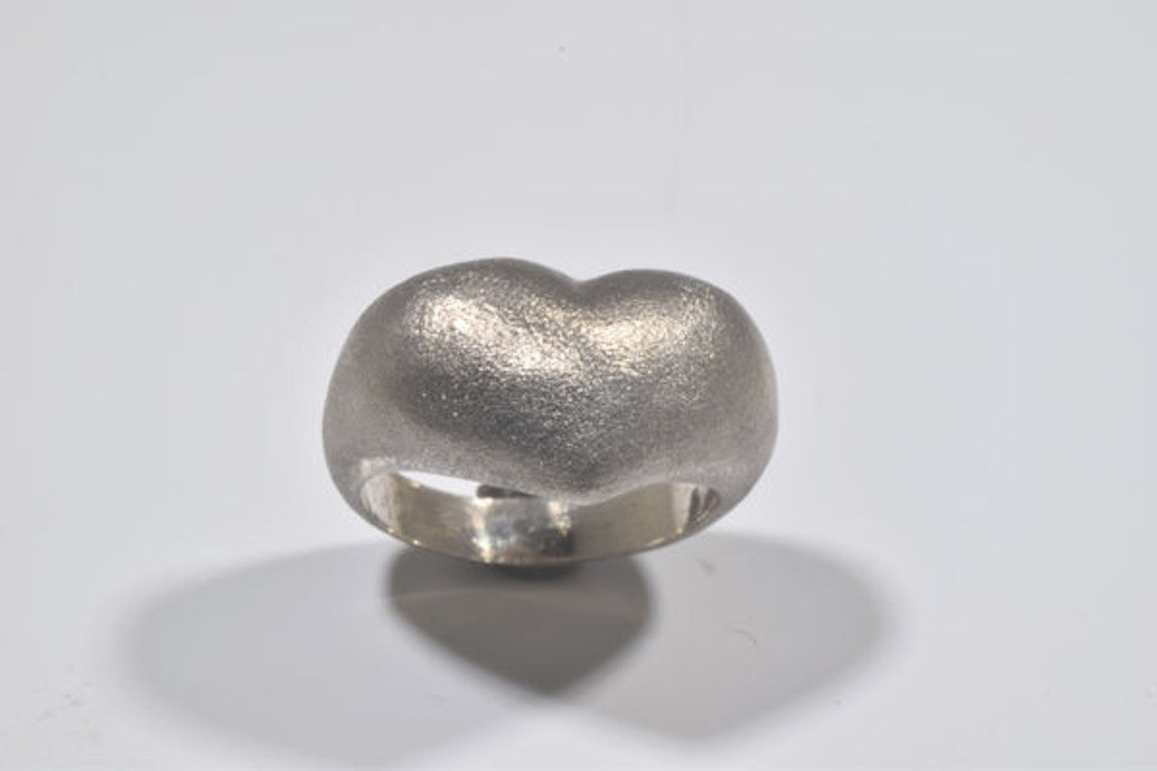 Puffy Silver Heart Ring