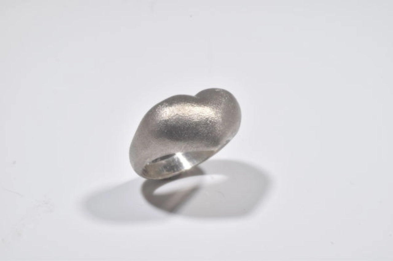Puffy Silver Heart Ring