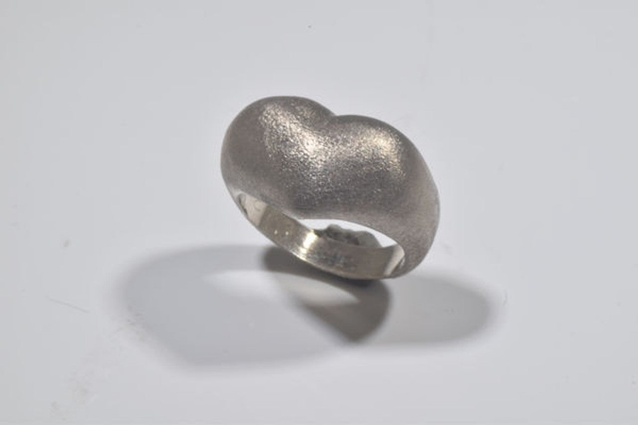 Puffy Silver Heart Ring