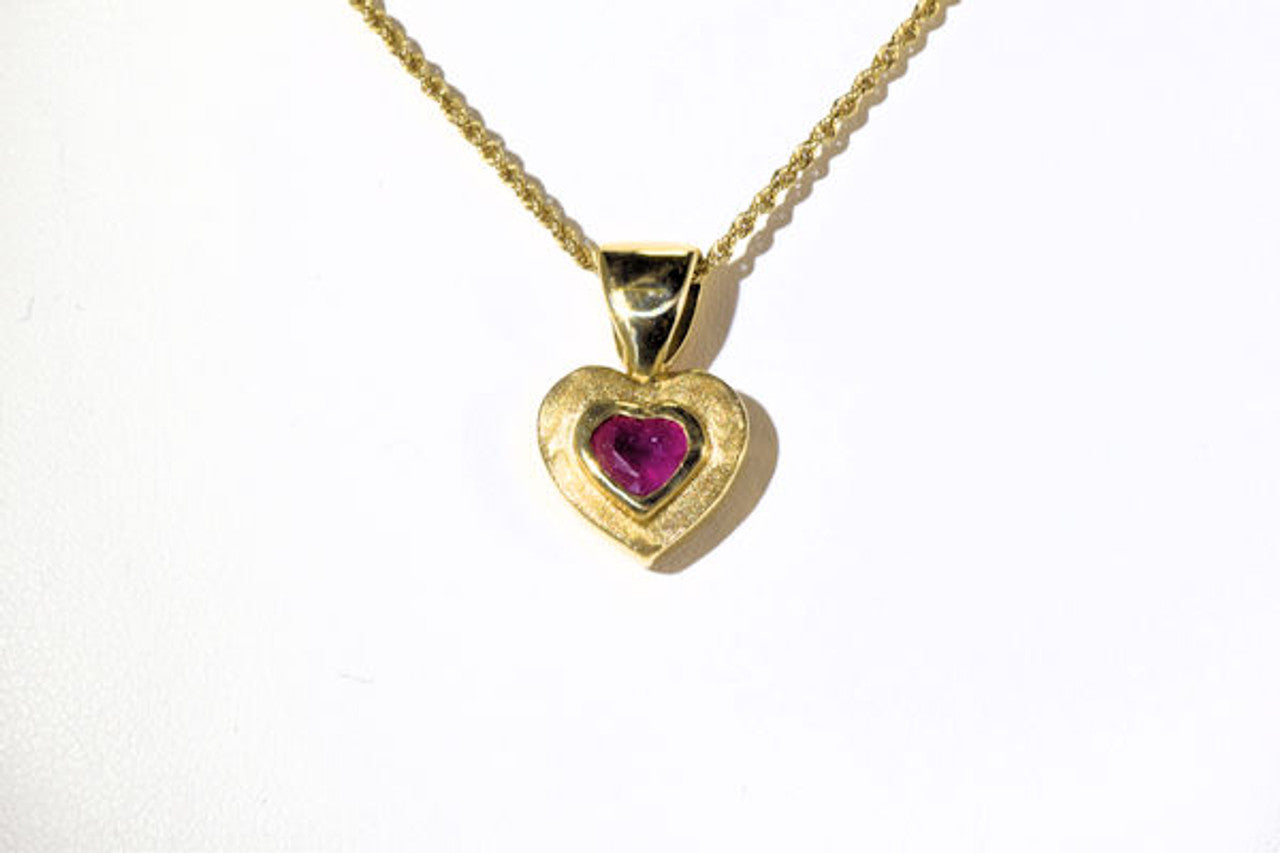 Ruby Heart 18k Gold Pendant