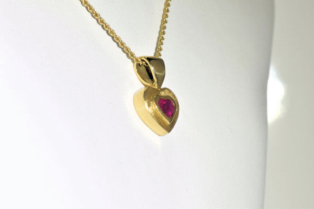 Ruby Heart 18k Gold Pendant