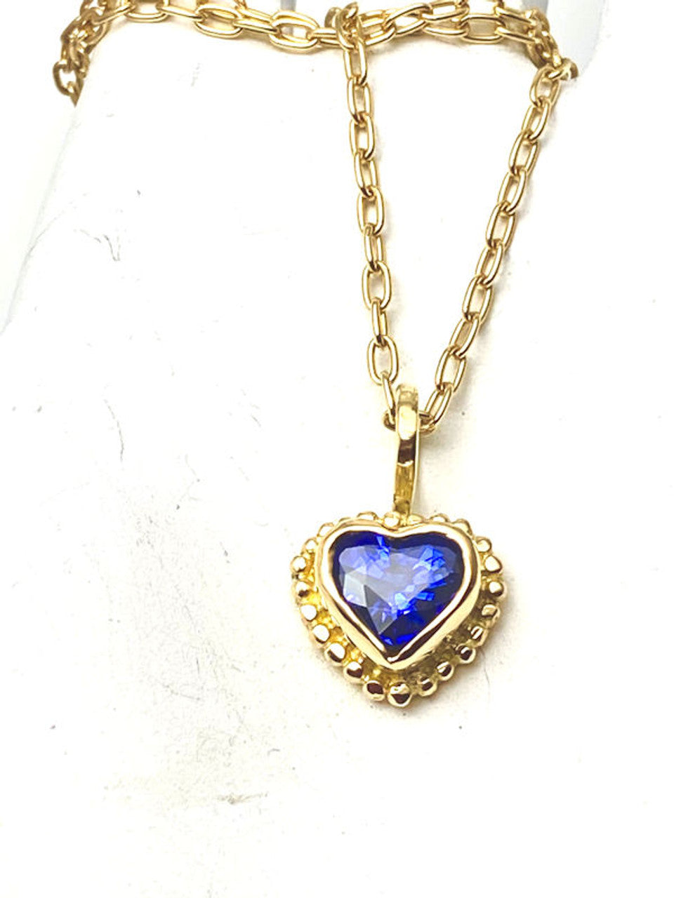 Sapphire Heart 18k Gold Pendant