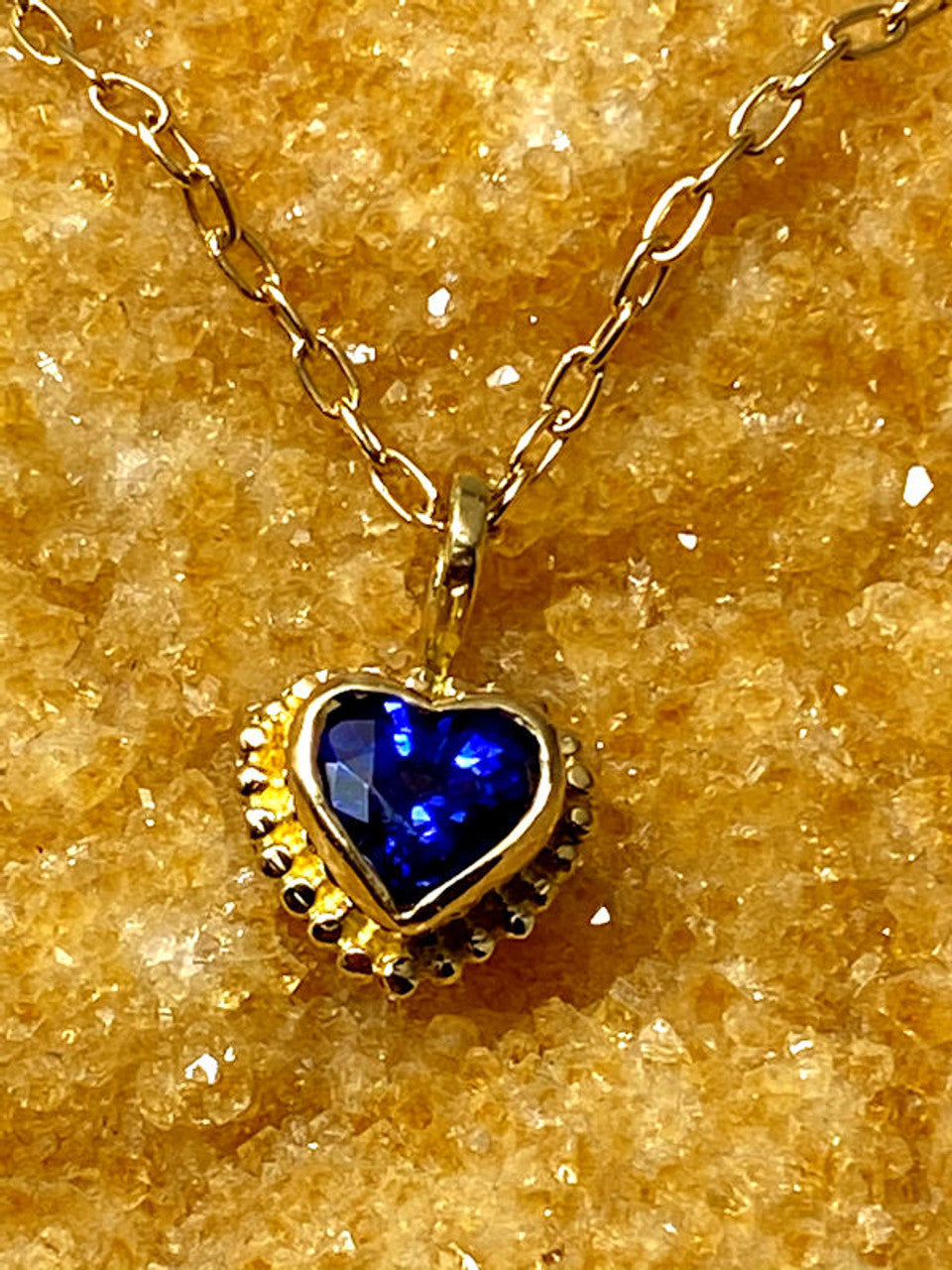 Sapphire Heart 18k Gold Pendant