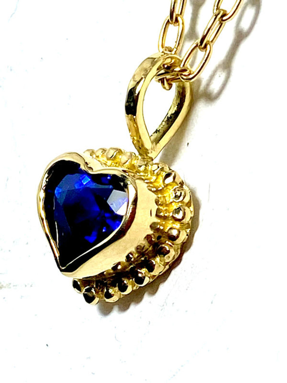 Sapphire Heart 18k Gold Pendant