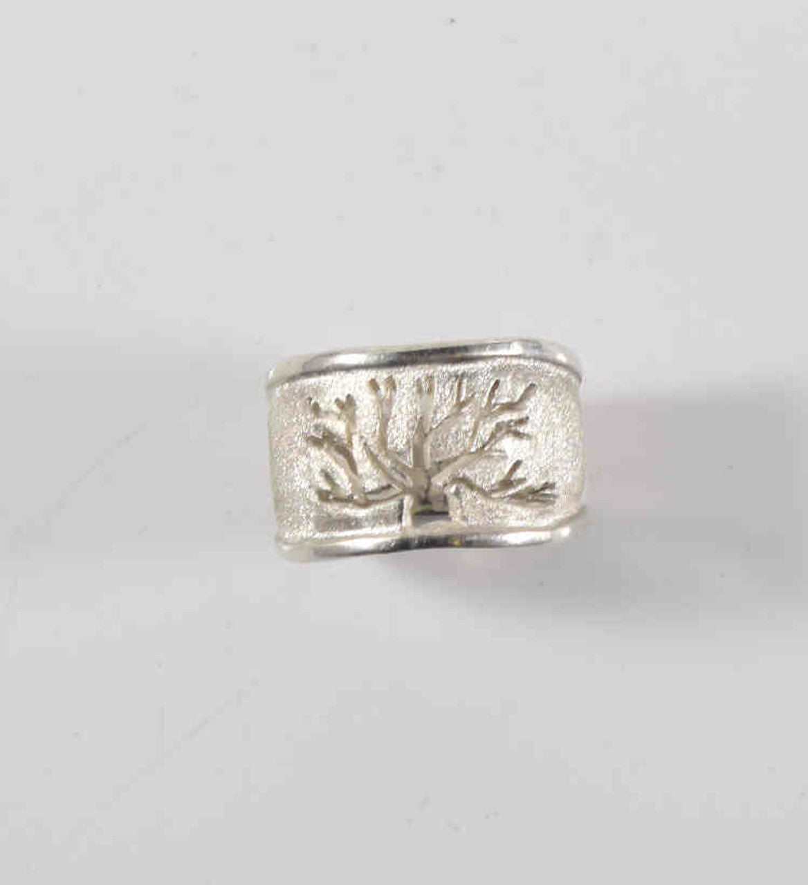 Tree of Life Brushed Sterling Ring